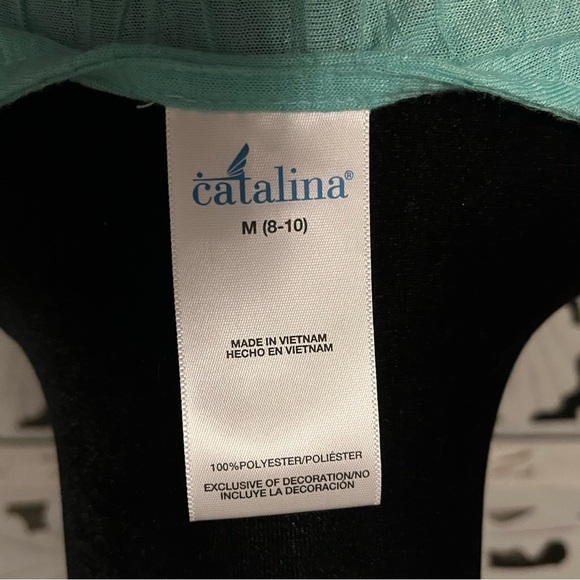 CATALINA AMAZING SOFT LIGHT TURQUOISE GREEN CROTCHET FRONT MID SLEEVE TUNIC TOP - Picture 10 of 10